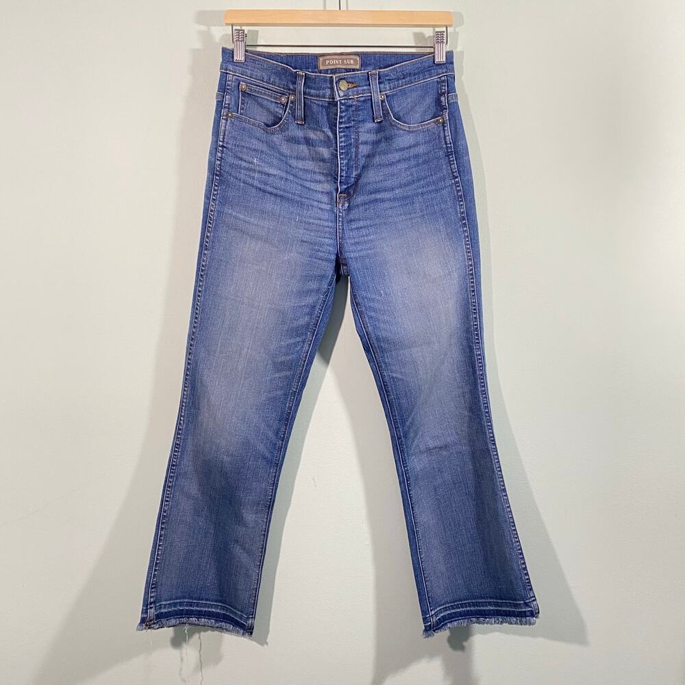 Point Sur J Crew Women Blue Raw Hem Ankle 10" Demi Boot Jeans Size 29